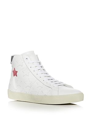 Saint Laurent Women's Star Mid Top Leather Sneakers