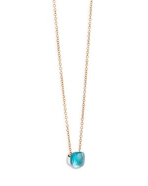 Pomellato 18k Rose Gold & 18k White Gold Nudo Gele Sky Blue Topaz, Turquoise And Mother-of-pearl Triplet Pendant Necklace, 16.5