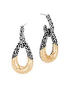 John Hardy 18k Yellow Gold & Sterling Silver Classic Chain Hammered Hoop Earrings
