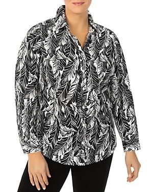 Foxcroft Plus Carmen Cotton Palms Print Shirt