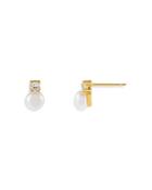 Adinas Jewels Cubic Zirconia & Faux Pearl Stud Earrings