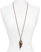 Chan Luu Leather & Textured Pendant Necklace, 34