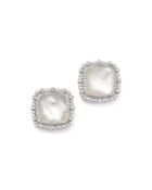 Judith Ripka Sterling Silver Rapture Doublet Stud Earrings With Mother-of-pearl And Rock Crystal