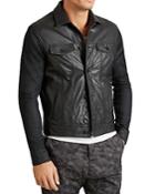 John Varvatos Star Usa Knit Sleeve Leather Jacket