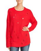 Aqua Distressed Rib-knit Sweater - 100% Exclusive