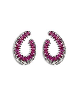 Hueb 18k White Gold Mirage Ruby & Diamond Circle Front To Back Earrings