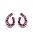 Hueb 18k White Gold Mirage Ruby & Diamond Circle Front To Back Earrings