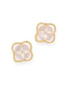 Bloomingdale's Rose Quartz Clover Stud Earrings In 14k Yellow Gold - 100% Exclusive