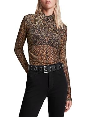 Allsaints Tia Mesh Mock Neck Top