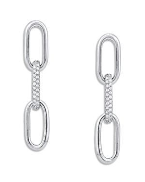 Alberto Amati Sterling Silver Diamond Paperclip Drop Earrings