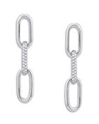 Alberto Amati Sterling Silver Diamond Paperclip Drop Earrings