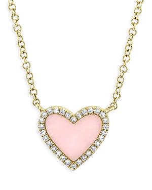 Moon & Meadow 14k Yellow Gold Pink Opal & Diamond Heart Pendant Necklace, 18 - 100% Exclusive