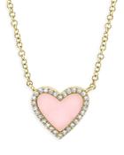 Moon & Meadow 14k Yellow Gold Pink Opal & Diamond Heart Pendant Necklace, 18 - 100% Exclusive