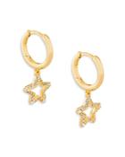 Kendra Scott Jae Pave Star Charm Huggie Hoop Earrings In 14k Gold Plate