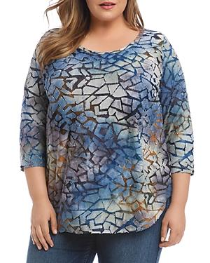 Karen Kane Plus Tie Dye Burnout Shirttail Tee