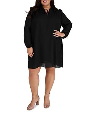 Maree Pour Toi Plus Bishop Sleeve Georgette Dress