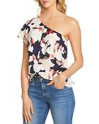 1.state Floral Print Ruffle One-shoulder Top