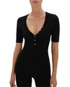 Jonathan Simkhai Connie Ribbed Henley Bodysuit