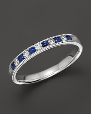 Sapphire And Diamond Channel Set Band In 14k White Gold