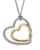 David Yurman Sterling Silver & 18k Yellow Gold Continuance Heart Necklace, 36