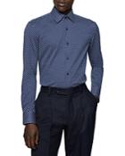 Boss Cotton Flannel Vichy Geo Check Slim Fit Dress Shirt
