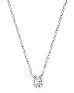 Bloomingdale's Diamond Oval Bezel Set Pendant Necklace In 14k White Gold, 0.20 Ct. T.w. - 100% Exclusive