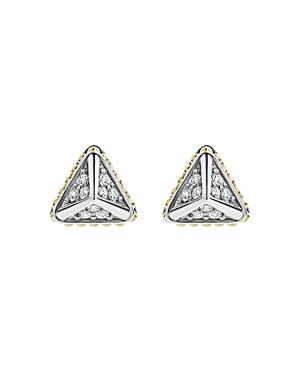 Lagos 18k Yellow Gold & Sterling Silver Diamond Triangle Stud Earrings