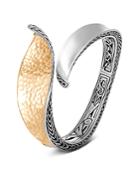 John Hardy Sterling Silver & 18k Bonded Gold Classic Chain Hammered Hinged Bangle