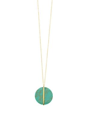 Gorjana Brinn Turquoise Disc Pendant Necklace, 36