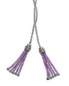 Lagos 18k Gold And Sterling Silver Caviar Icon Lariat Necklace With Amethyst Tassels, 42