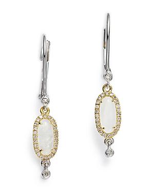 Meira T 14k Yellow & White Gold Rainbow Moonstone & Diamond Drop Earrings