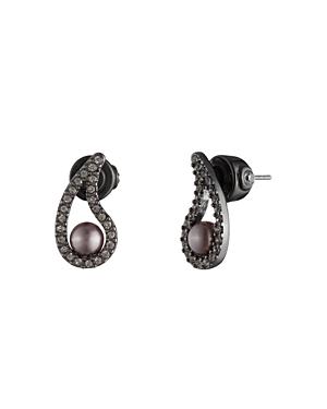 Carolee Paisley Pave Simulated Pearl Earrings