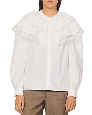 Sandro Ernesta Ruffled Lace Blouse