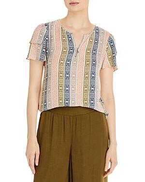 T Tahari Printed Ruffled Blouse