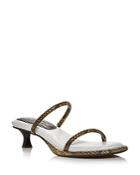 Proenza Schouler Women's Snake Embossed Kitten Heel Slide Sandals