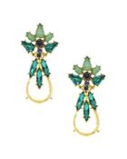 Sparkling Sage Stone Collage Double Layer Teardrop Earrings - Compare At $78