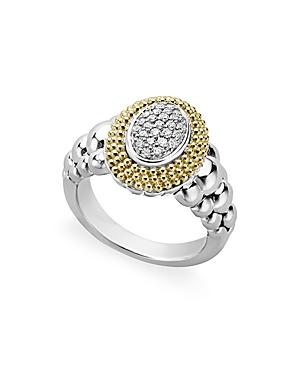 Lagos 18k Gold And Sterling Silver Diamond Lux Oval Ring