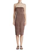 Halston Heritage Faux Suede Strapless Dress