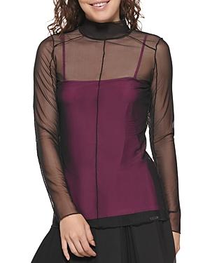 Dkny Mock Neck Mesh Top