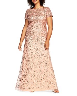 Adrianna Papell Plus Sequined Cowl-back Gown
