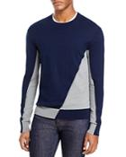 Karl Lagerfeld Paris Asymmetric Color Block Wool-cotton Sweater