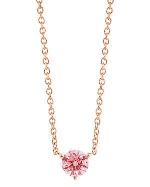 Lightbox Jewelry Solitaire Lab-grown Diamond Pendant Necklace In Rose Gold-plated Sterling Silver, 18