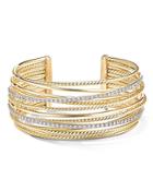 David Yurman 18k Yellow Gold Crossover Cuff Bracelet With Diamonds
