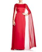 Adrianna Papell Satin Chiffon Cape Gown