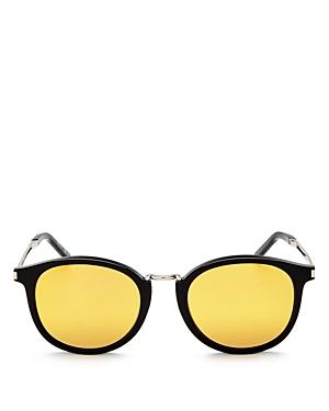 Saint Laurent Mirrored Round Sunglasses, 51mm