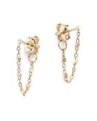 Zoe Chicco 14k Yellow Gold Simple Gold Square Bead Chain Hoop Earrings