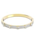 Swarovski Thrilling Mixed Crystal Studded Pave Deluxe Bangle Bracelet In Gold Tone