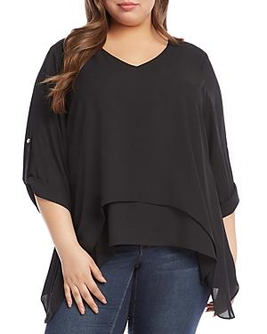 Karen Kane Plus Roll Tab Sleeve Top