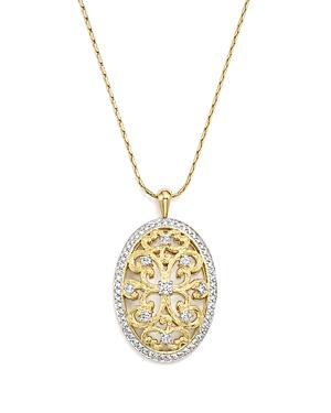 Diamond Antique-inspired Oval Pendant Necklace In 14k Yellow Gold, 1.0 Ct. T.w. - 100% Exclusive