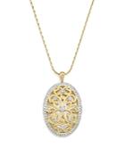 Diamond Antique-inspired Oval Pendant Necklace In 14k Yellow Gold, 1.0 Ct. T.w. - 100% Exclusive
